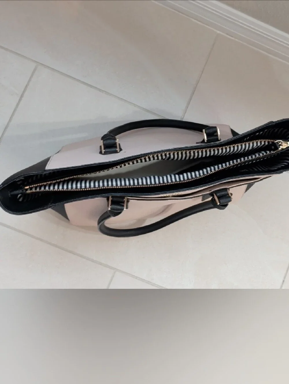 Kate spade Two-Tone Black and Cream Leather Tote